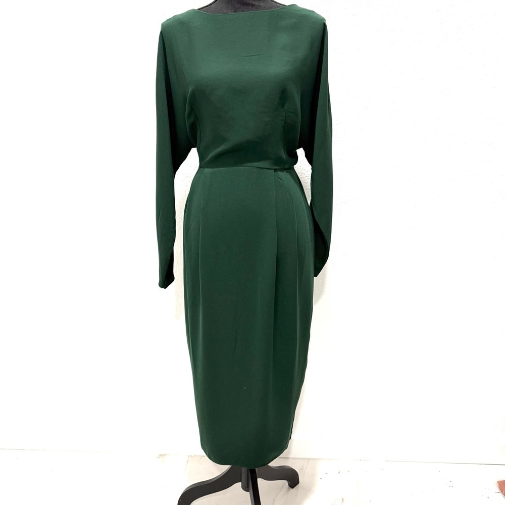ASOS Dark Green Backless long sleeves Dress 8 - Picture 2 of 9